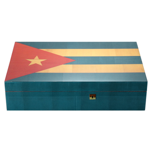 VANITY FAIR雪茄盒 进口雪松木淳化保湿盒 古巴旗钢琴烤漆雪茄箱