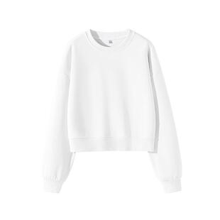 班尼路白色圆领卫衣女秋季新款韩版休闲宽松百搭无帽套头上衣女Q