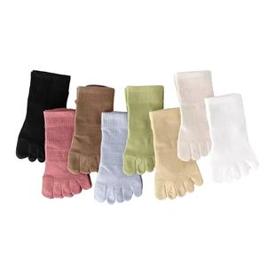 五指袜子女士春夏季薄款纯棉防臭中筒袜分趾袜春秋款短筒女袜夏天