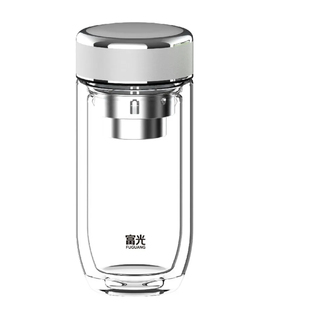 富光玻璃杯双层隔热茶杯男女高档商用车载杯办公加厚防烫滤网带盖