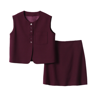 【折】 zzzz高LEVEL！羊毛圆领马甲上衣+半身裙短裙套装女新款