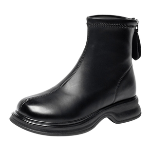 Semir瘦瘦靴女鞋2025秋冬季百搭软底厚底马丁靴英伦风切尔西短靴