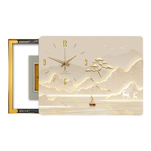 流水生财电表箱装饰画带钟表遮挡弱电箱挂画轻奢高级感配电箱壁画
