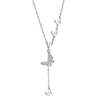 周六福蝴蝶项链女S925银O字链灵蝶飞舞送女友情人节礼物