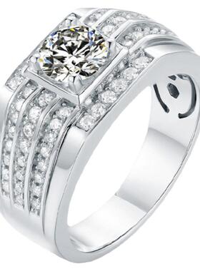 莫桑石男士钻指奢华豪镶银镀白金