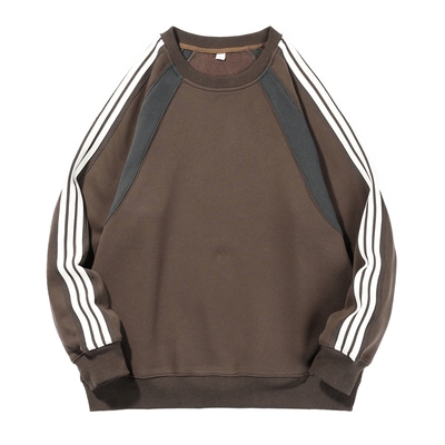 美式圆领插肩袖加绒圆领卫衣