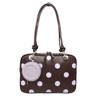 VFVF棕色波点小方包高级感大托特包通勤单肩斜挎包圆点手提吐司包