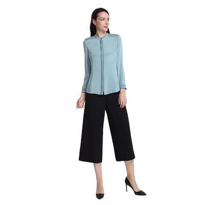 靓诺通勤简约单排扣长袖桑蚕丝