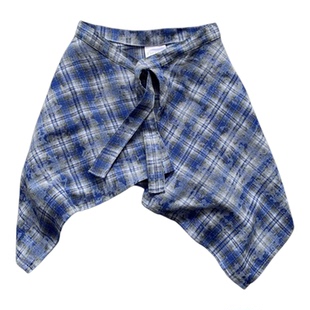 秋季新款扎染格子cosplay儿童屁帘小朋友小学生叠穿腰封下摆潮牌