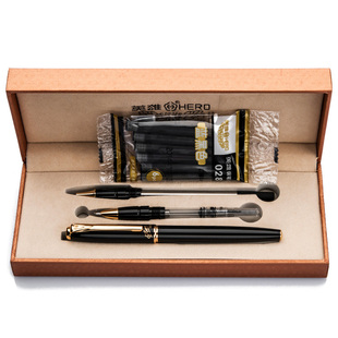 HERO英雄官方钢笔1079(1+2)成人男女练字礼盒装特细弯头弯尖美工钢笔商务办公企业定制刻字logo生日礼物