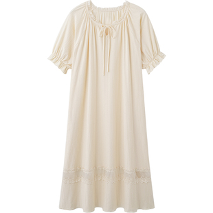 马克公主纯棉睡裙女夏法式公主风睡衣长款大码超火独特绝美家居裙