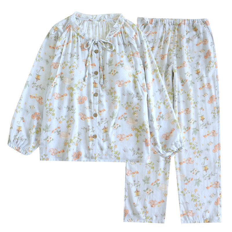 夏季月子服薄款带胸垫哺乳睡衣