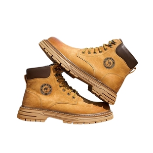 【王俊凯同款】骆驼马丁靴冬季登山高帮工装靴户外加绒厚底大黄靴