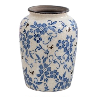 五代同堂黄金果花瓶中式青花瓷复古冰裂纹高级感同堂黄金果插花器