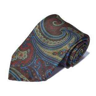 【卓雅系列】佩斯利花纹领带秘境画廊高端意式手工三折真丝领带男