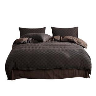 全棉双层纱四件套纯棉纱布格子轻奢高级感主卧室男生床品2026新款