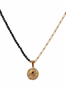 可拆卸恶魔之眼黑尖晶链条项链女