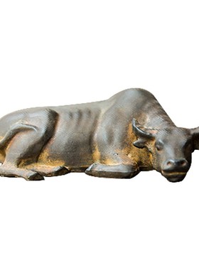 创意国风中式仿铸铁水牛迷你小摆件铁锈款镇纸可养茶宠桌面家居