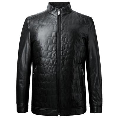 Amurs/爱缪斯山羊皮立领真皮皮衣中年男商务休闲棉衣夹克外套