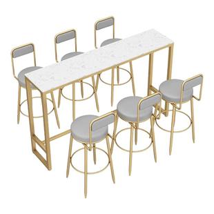 轻奢高级感长条高脚桌家用隔断阳台吧台商用大理石奶茶店酒吧桌椅