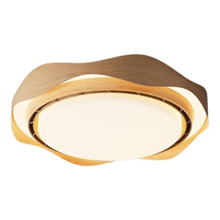 欧普达科奇新款无叶风扇灯胡桃色卧室吸顶灯圆形极简空气循环扇灯