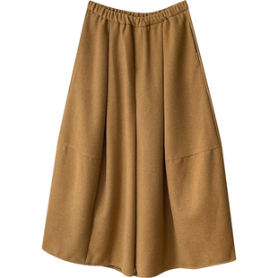 日韩系松弛感灯笼气球山本阔腿裤女秋冬慵懒休闲毛呢料花苞裙裤子