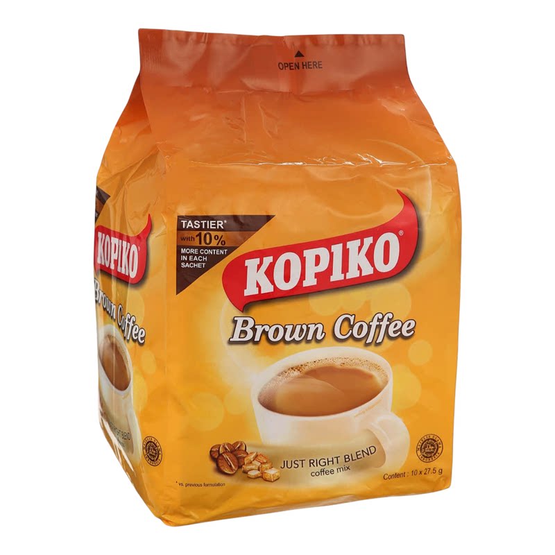 KOPIKO可比可 黄糖咖啡三合一即冲咖啡27.5克*10小包入办公室提神