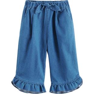 马克珍妮女童柔软花边软牛仔九分裤儿童裤子2026年春夏新款551777