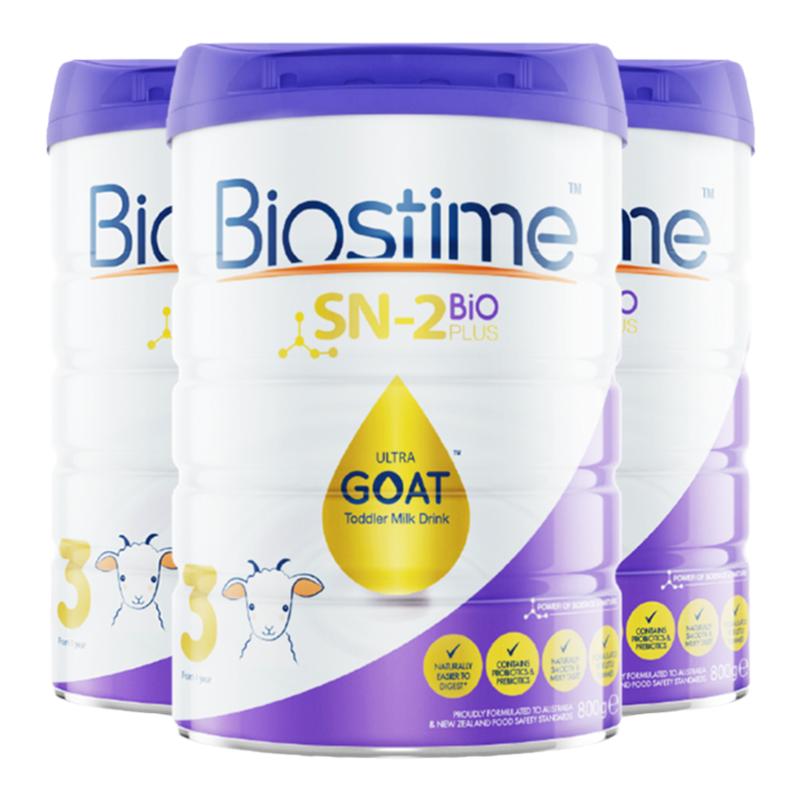 澳洲进口biostime合生元金水滴新生母婴儿童宝宝羊奶粉3段800g3罐