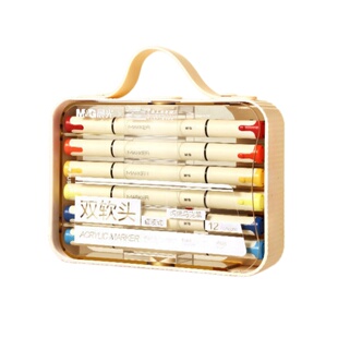 晨光直液式丙烯马克笔不透色可叠色小学生美术专用可水洗双软头幼儿园画笔48色绘画24彩色笔炳稀马克笔