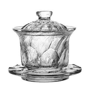 中式玻璃功夫茶具套装2024新款家用高端泡茶杯子盖碗一套高级感