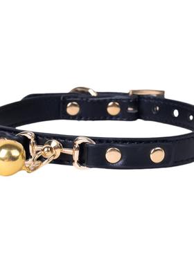 项圈女m高端项链调教牵引绳定制刻字K9皮质铃铛puppy颈饰choker