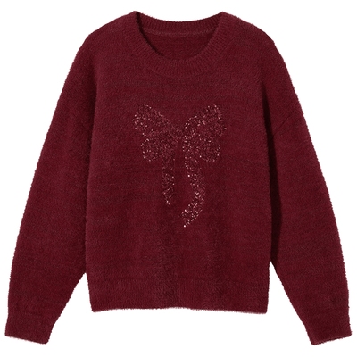 2026年春季新款女士蝴蝶结针织衫