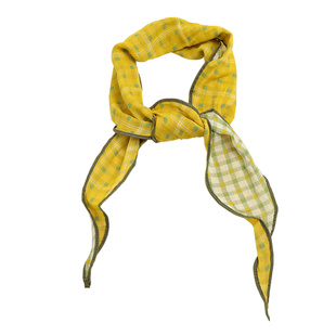 复古高级感格纹印花丝巾女小众民族风格纹长款围巾薄款系脖飘带潮