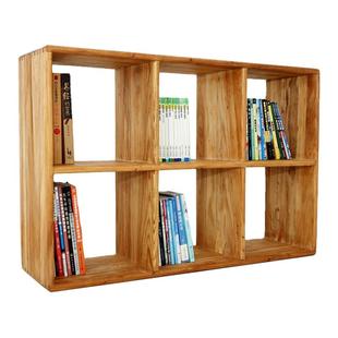 老榆木书架纯实木格子原木榫卯组合收纳柜落地储物多层置物矮书架