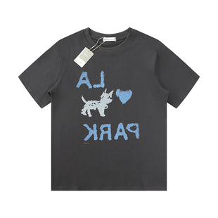 [REコンテナ]李知恩IU同款Low classic涂鸦小狗字母图案短袖T恤