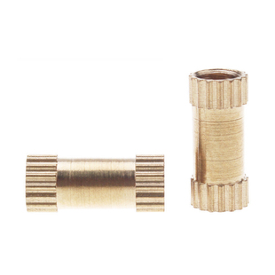 注塑铜螺母 双通圆筒滚花螺母 铜花母预埋件 铜镶嵌件M2/M2.5M3M4