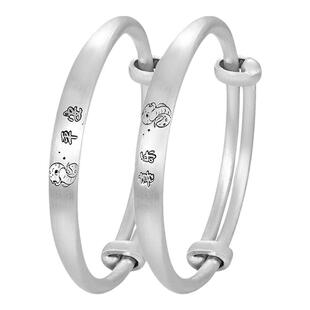 中国黄金平安喜乐蛇手镯纯银足银999手镯蛇年宝宝手镯周岁礼物