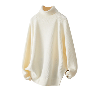 IHIMI海谧高领宽松针织衫2025冬季新款女简约休闲通勤毛衣上衣