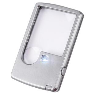 卡片式手持放大镜3倍高清带灯老人阅读观察看手机药瓶小字维