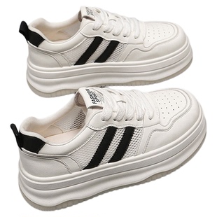 真皮厚底小白鞋子女鞋百搭网面透气运动鞋2026春夏新款休闲鞋板鞋