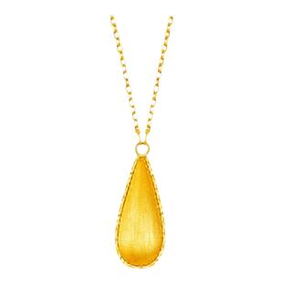 调太幅拉丝水滴项链女纯银镀黄金色新中式复古爱心锁骨链高级感潮