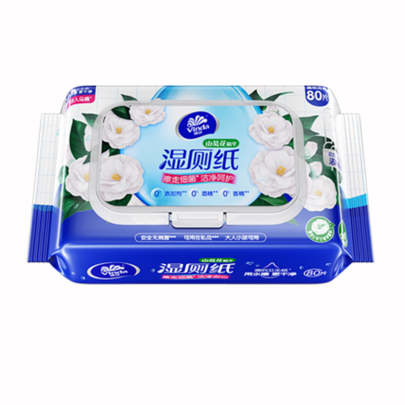 维达湿厕纸山茶花厕纸实惠装80片