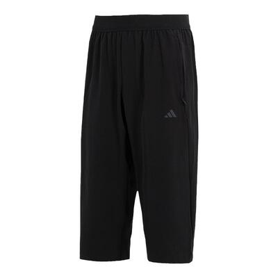 阿迪达斯七分裤男子2024夏新款梭织速干透气瑜伽运动休闲裤IS8024