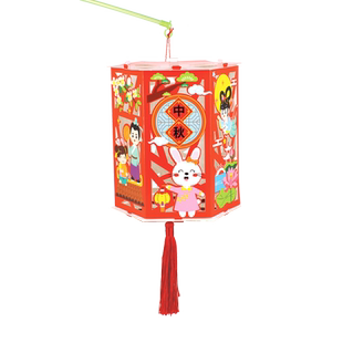 新年灯笼手工diy材料包纸手提发光幼儿园走马灯装饰儿童学生