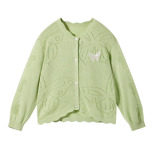 贝肽斯莱赛尔儿童针织开衫2026春秋新款女童莱赛尔凉感空调衫外套