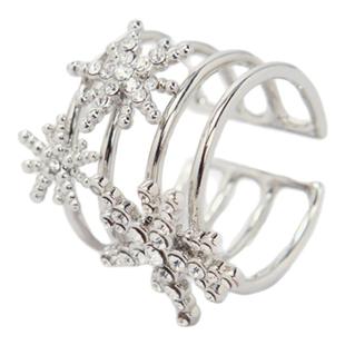 Maje2025春夏女士法式时尚多指环叠戴仿钻装饰镶嵌星星形状戒指