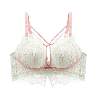 哈安胸前交叉低鸡心超级加厚平胸小熊聚拢厚一点的内衣8公分增厚