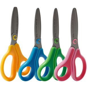 日本plus普乐士儿童安全剪刀带保护套小学生幼儿园宝宝手工剪纸用安全剪不伤手左手左撇子用小号圆头小剪子