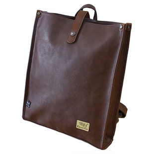 ThreeBox双肩包韩版潮男包旅行背包PU皮通勤电脑包大容量学生书包